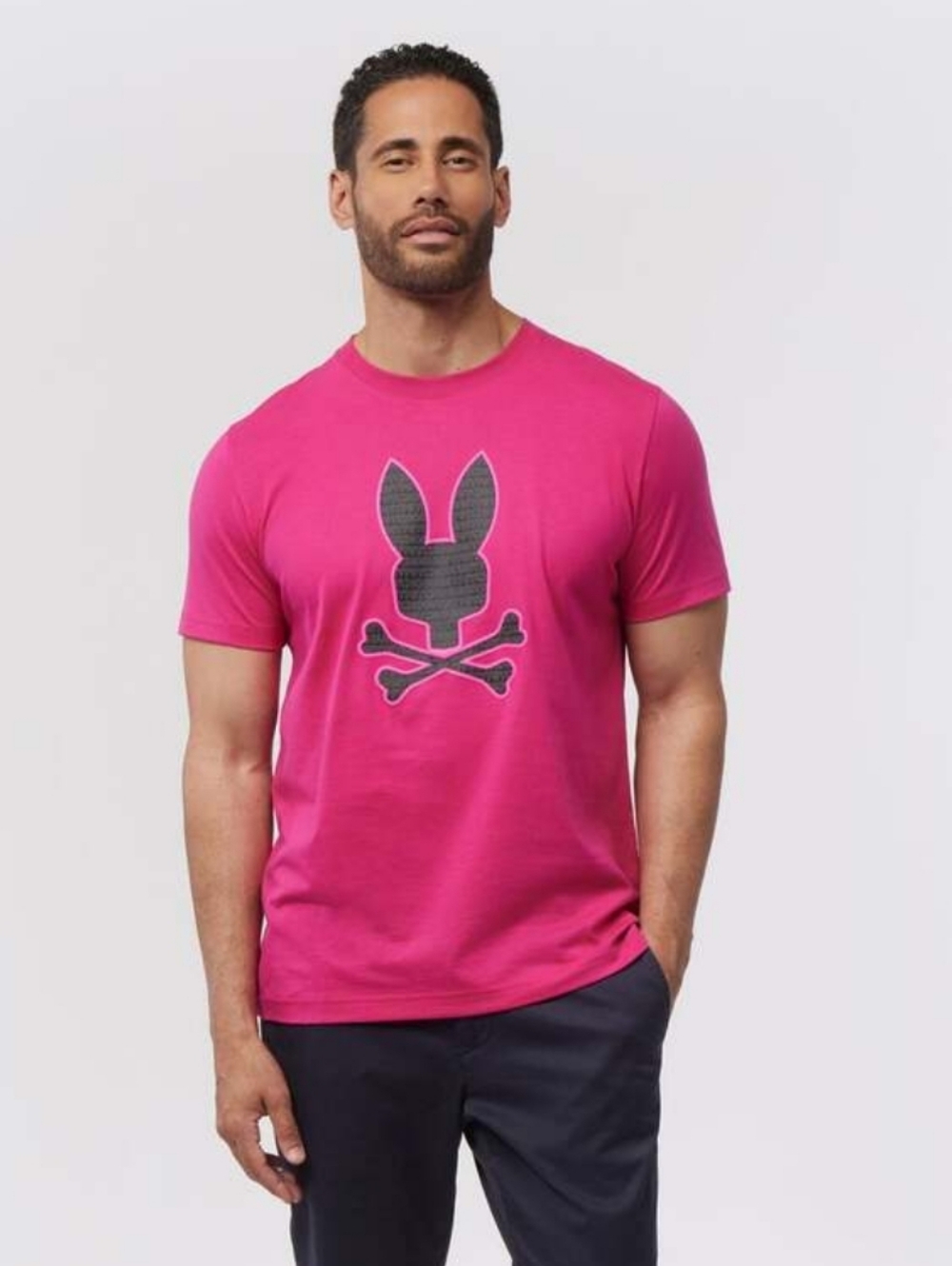Psycho Bunny Men's Harvey Embroidered Pima Cotton Pink Tee Shirt Top Sz 4